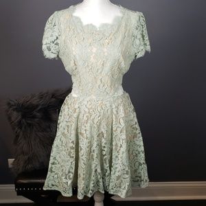 BEBE Mint Fit & Flare Dress